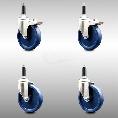 Service Caster 5 Inch 316SS Solid Poly Swivel 3/4 Inch Expanding Stem Caster Lock Brake, 2PK SCC-SS316TTLEX20S514-SPUS-2-S-2-34